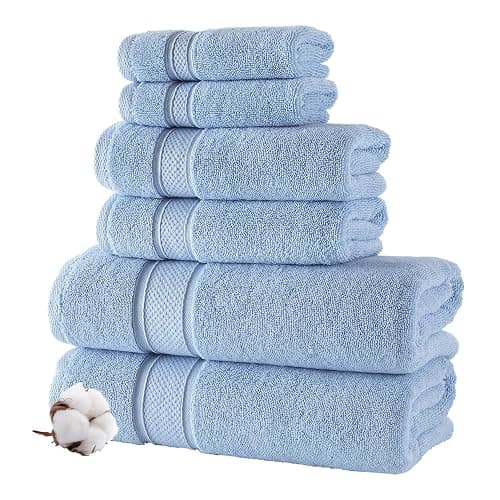 NOVA Luxury Linen - Hotel Quality Turkish Towel Set for Bathroom (6 Pcs Towel Set, Sky Blue) - Image 1