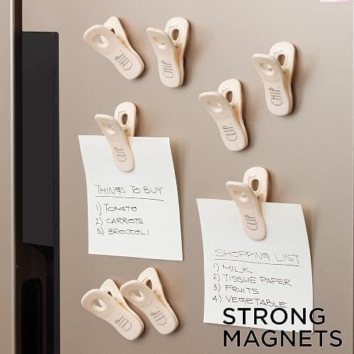 Rae Dunn Bag Clips with Magnet - Chip Clips, Food Storage with Air Tight Seal Grip for Bread, Snack and Food Bags, Pack of 10, White - Pack of 10 - White thumbnail 5