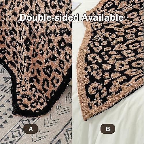 bearberry Fuzzy Leopard Knitted Throw Blanket Soft Cozy Warm Microfiber Blanket for Couch Sofa Bed Travel (Leopard, 50"x60") thumbnail 5