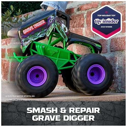 Monster Jam, Official Smash & Bash Grave Digger Remote Control Indoor & Outdoor Vehicle, 1:15 Scale Repairable Monster Truck, Kids Toys for Boy and Girls Ages 4 and up thumbnail 3