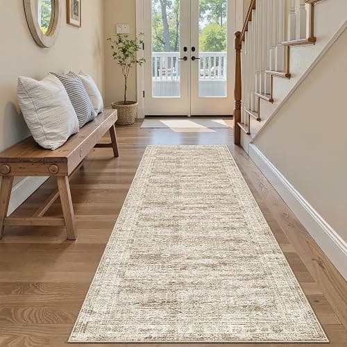 Soalmost Runner Rug 2'x8' Washable Non-Slip Runner Rugs for Kitchen Bathroom Laundry Room Brown Vintage Floor Carpet Runners for Hallway Entryway - Image 1