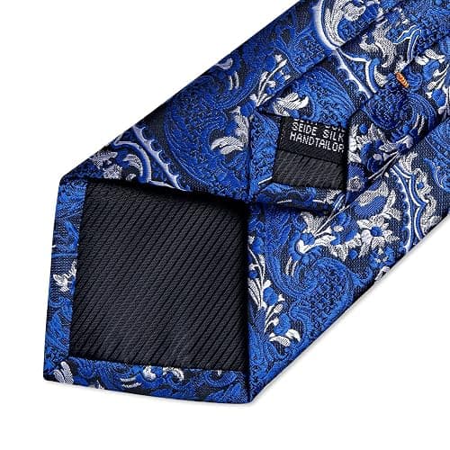 DiBanGu Paisley Ties for Men Silk Necktie and Pocket Square Cufflinks Tie Clip Set Woven Classic Mens Tie for Wedding Party thumbnail 6