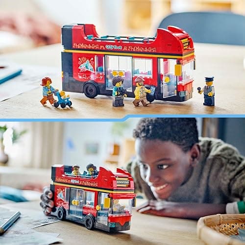 LEGO City Doppeldeckerbus, Doppeldecker Spielzeug-Bus, Fahrzeug-Spielset für Mädchen und Jungen ab 7 Jahren, enthält 5 Figuren, darunter auch EIN Baby im Kinderwagen 60407 thumbnail 10