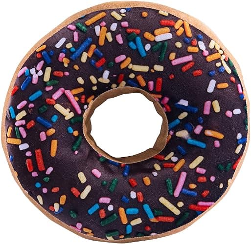 HYSEAS Round Throw Pillow 14 Inch Chocolate Donut, 3D Digital Print Decorative Comfortable Soft Plush Funny Food Shaped Pillow Light Weight Seat Pad Cushion for Couch, Chair, Floor, Sofa - Image 1
