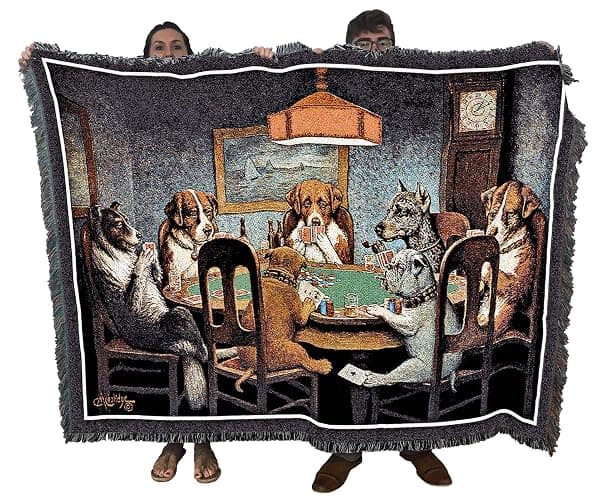 Pure Country Weavers Dogs Playing Poker Blanket - A Friend in Need -Cassius Marcellus Coolidge - Cute Funny Gift Tapestry Throw Woven from Cotton - Made in The USA (72x54) - Image 1
