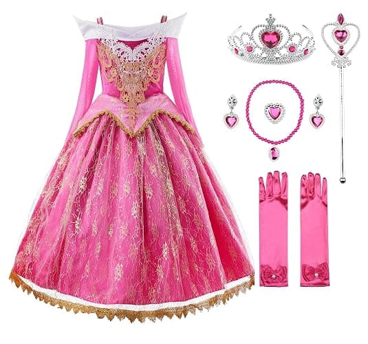 JerrisApparel Girls Pink Princess Costume Halloween Cosplay Party Dress up - Image 1
