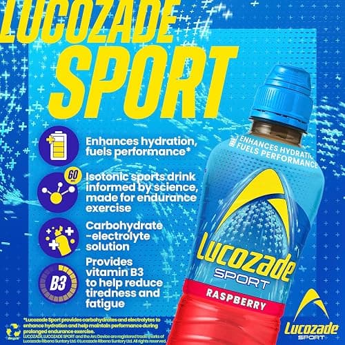 Lucozade Sport Body Fuel - Raspberry 4x500ml| Isotonic sports drink, with Electrolytes and Vitamin B3 | Still | Bursting with Flavour | Isotonic sports drink, Carbohydrates and electrolytes to fuel and hydrate, Vitamin B3, Still, Raspberry flavour thumbnail 3