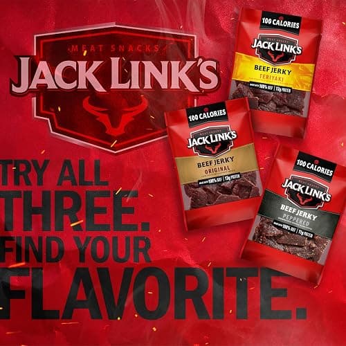 Jack Link's Beef Jerky Variety Pack – Includes Original, Teriyaki and Peppered Jerky, Bulk Protein Snack Pack, Good Source of Protein, Meat Snacks Made with 100% Beef – 1.25 Oz (Pack of 15) thumbnail 5