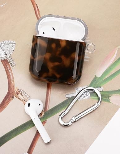 Aitipy Compatible with Airpods 2nd 1st Generation Case, Cute Brown Tortoise Shell Aesthetic Design with Carabiner, Soft TPU Skin Anti-Scratch Shockproof Protective Cover for Women Girls thumbnail 5