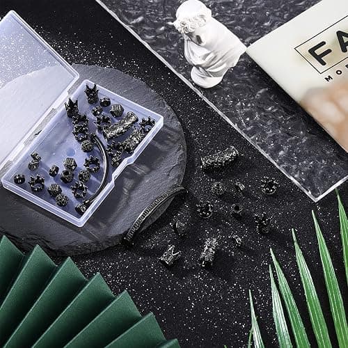 King Crown 40pc Round Zircon Rhinestone Beads Tube - Cubic Zirconia Diamond Cut Cube Spacer Beads for Jewelry Making - Bracelet Connector DIY (Black Rhinestone) thumbnail 2