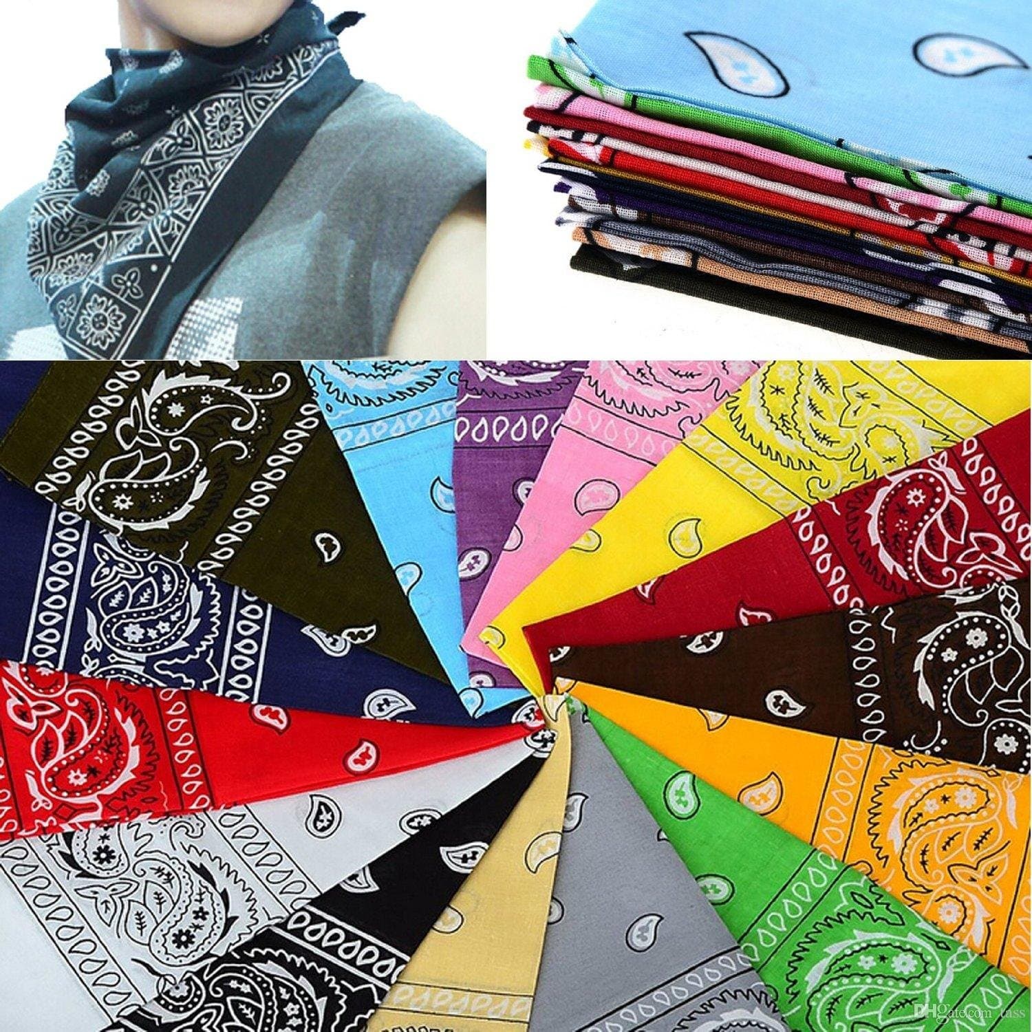 100% Cotton 1pcs, 6pcs or 12pcs Pack Bandanas with Original Paisley Pattern Colour of Choice Headwear/Hair thumbnail 2