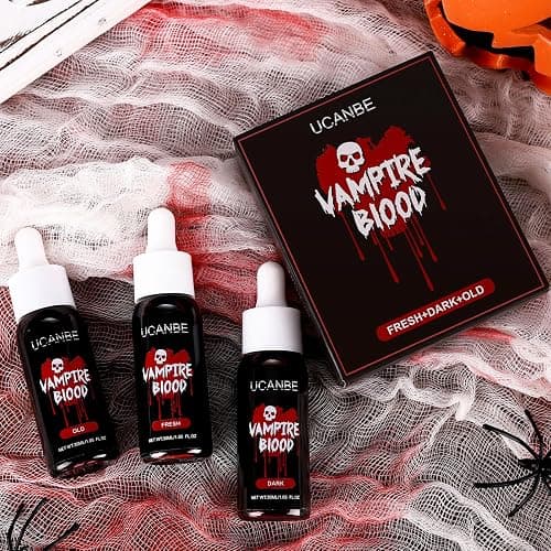 UCANBE 3PCS Halloween Dripping Fake Blood Makeup Kit Realistic Blood Drops Body Paint Washable Fake Blood Set For Zombie Vampire Clown Monster Clothes Costume Cosplay SFX Special Effects Makeup 90ML thumbnail 8