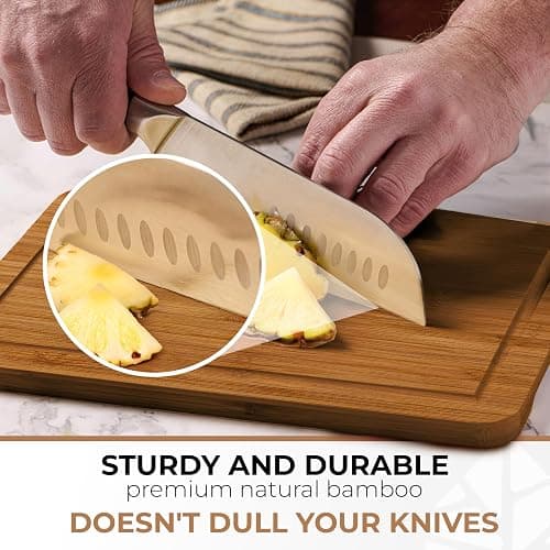 Bamboo Cutting Board Set of 3 with Holder – Durable Wooden Boards for Kitchen, Chopping & Serving – Eco-Friendly by Woodenhouse thumbnail 2