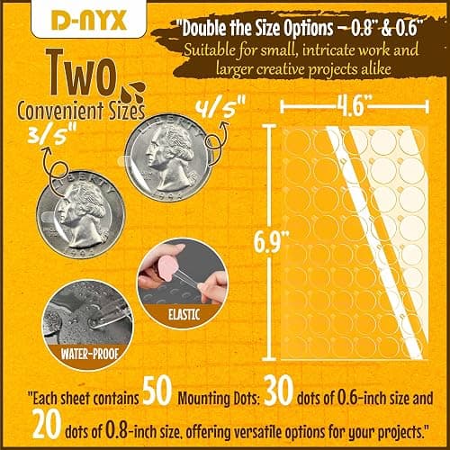 Double Sided Tape Sticky Dot Stickers 280, 350, 450, 550 or 700 Pack Removable Putty No Trace Clear Sticky Tack Waterproof Small Stickers for Festival Decoration Picture (700 Sticky Dots) thumbnail 2
