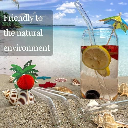 Nafender 10-Pack Glass Straws Reusable Drinking Straw Including 4 Straight and 4 Bent Straws & 2 Extra Wide Smoothie Straw with 2 Cleaning Brushes thumbnail 4