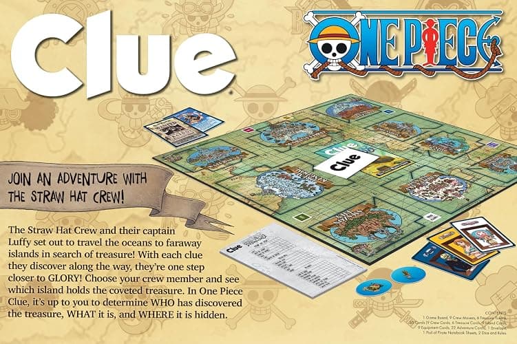 CLUE: One Piece Board Game, Find Hidden Pirate Treasure with Luffy and The Straw Hat Crew, Explore Iconic Locations Like Dressrosa, Drum Kingdom & Water Seven, Official Toei Animation Game, Ages 8+ thumbnail 10