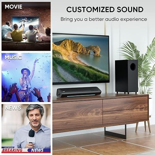 Saiyin Sound Bars for TV with Subwoofer, 2.1 Deep Bass Small Soundbar Monitor Speaker Home Theater Surround System PC Gaming Bluetooth/AUX/Optical Connection, Wall Mountable 17-inch thumbnail 5