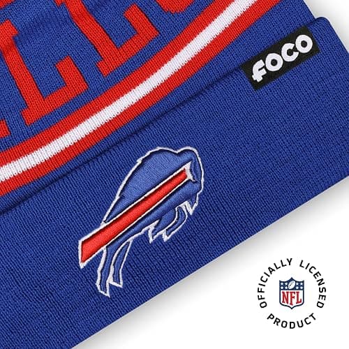 FOCO NFL Unisex-Adult NFL Team Logo Stripe Pom Beanie Hat thumbnail 3