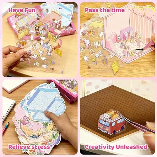 20 Sets 3D Sticker Scene Craft Kit –Adult Creative Relaxation Activity,Build Decorative Miniature House & Landscape Scenes with Reusable Stickers thumbnail 5