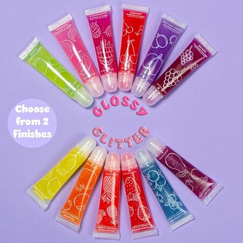 EXPRESSIONS 12 pc Lip Gloss Set, Flavored Lipgloss Squeeze Tubes with Carrying Case, Lip Gloss Set Value Pack, Assorted Fruit Flavored Lip Glosses, Kid-Friendly Non Toxic Makeup (12) thumbnail 3