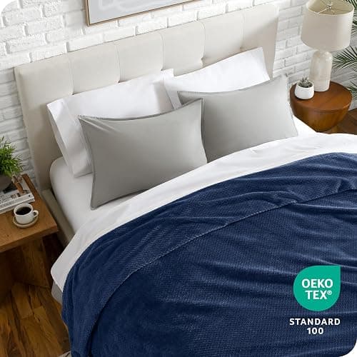 Bare Home Textured Fleece Blanket - Full/Queen - Ultra-Soft Lightweight for Bed, Sofa, and Couch - Luxury Microplush - Cozy Warm Blanket (Full/Queen, Chevron Dark Blue) thumbnail 6