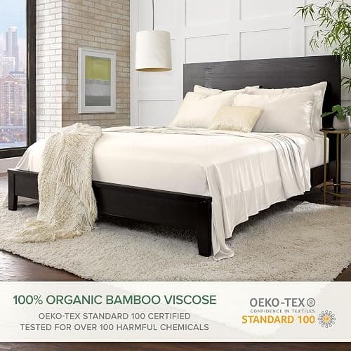 Pure Bamboo Twin XL Sheets, Genuine 100% Organic Viscose Derived from Bamboo Bed Sheet Set, Luxuriously Soft & Cooling, Double Stitching, 2 Year Quality Promise (Twin XL, Ivory) thumbnail 3
