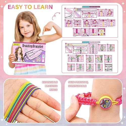 Dpai Friendship Bracelet Making Kit for Girls,DIY Arts and Crafts Toys,Jewelry String Maker Kit,The Best Birthday Gifts Ideas for Girls 6 7 8 9 10 11 12+ Years Old（Pink） thumbnail 4