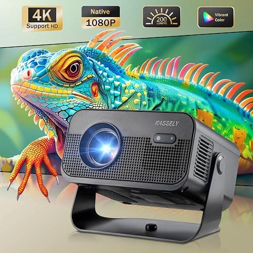 Portable Mini Projector, 720P Native HD with WiFi 6 & Bluetooth 5.2, 4K | Support Auto Keystone Compatible with Smartphone, Laptop, TV Stick, PS5 | Built-in Speaker for Home Cinema, Camping (Black) thumbnail 3