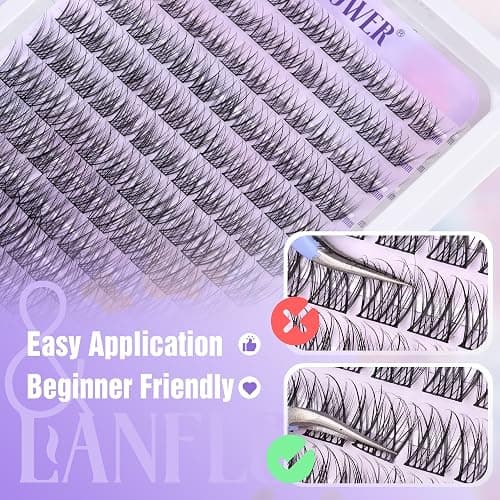 Wispy Lash Clusters Natural Eyelash Clusters C Curved Individual Lashes 10-16mm Cluster Eyelash Extensions Soft Lash Extension DIY at Home Cluster Lashes by Lanflower thumbnail 7