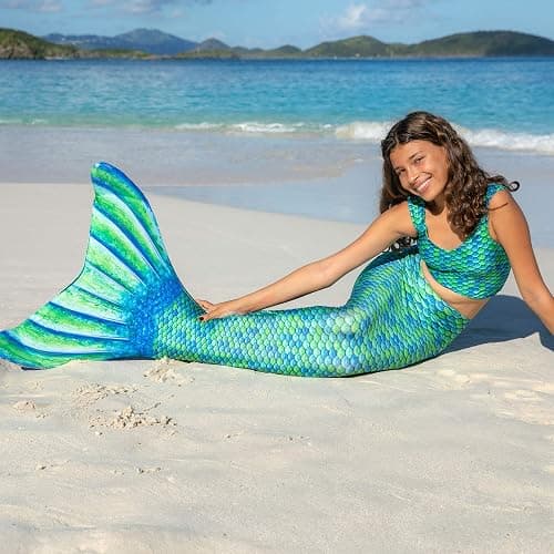 Fin Fun Mermaidens - Mermaid Tails for Swimming for Women, Teens and Adults with Monofin - X-Large - Aussie Green thumbnail 7
