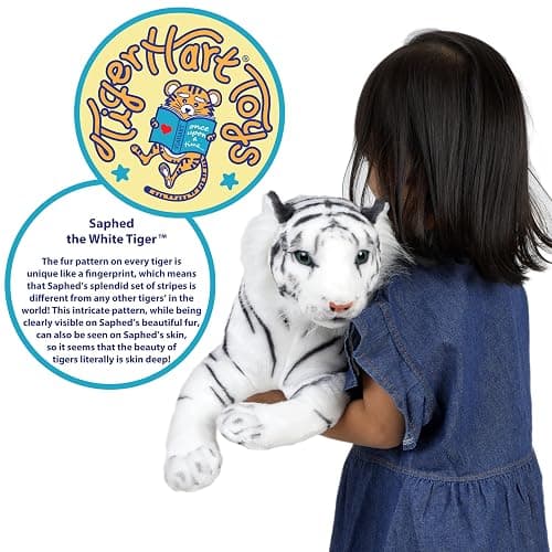 TigerHart Saphed The White Tiger - Squeeze Me! - 17 Inch Stuffed Animal Plush thumbnail 3