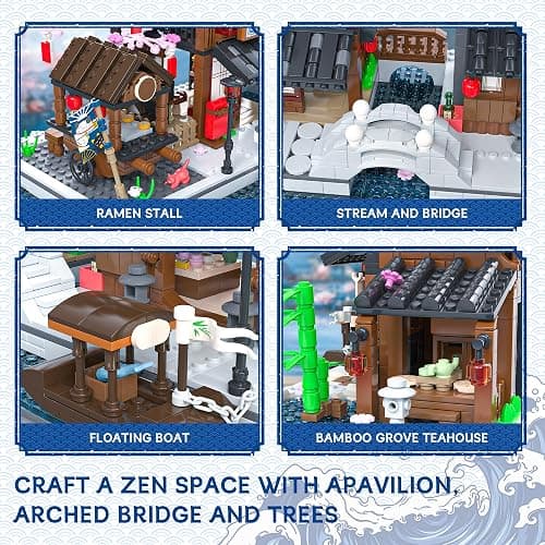 Traditional Japanese Cherry Blossom Village Building Set, Sakura Street View Architecture Building Block - Izakaya & Tea House, Collectible Construction Toy Gift for Adults & Anime Fans, 2058Pcs thumbnail 5
