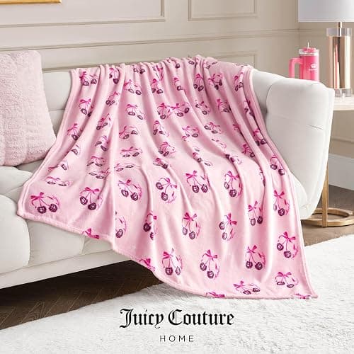 Juicy Couture Disco Cherry Bows Plush 50" x 70" Throw Blanket, Pink thumbnail 4