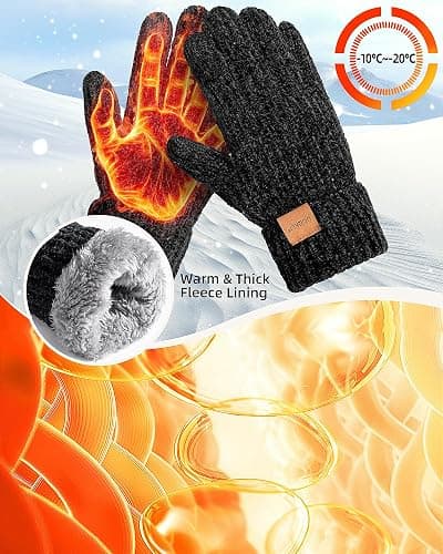 UCQKLI Winter Gloves for Women Chenille, Womens Gloves Cold Weather Fleece Lined, Stocking Stuffers for Women Christmas Gifts thumbnail 4