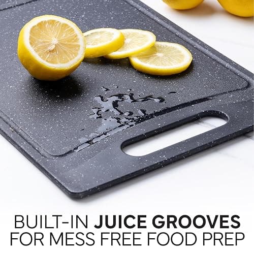 COOK WITH COLOR Non-Slip Cutting Board Set – Kitchen Essentials with Easy Grip Handle for Meat, Veggies, and Fruits, 4 Cutting Boards, Black thumbnail 5