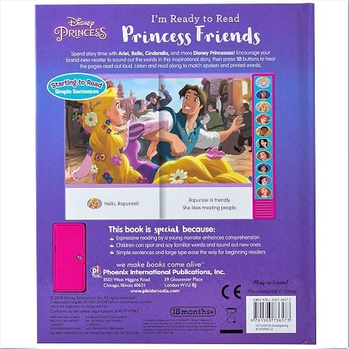 Disney Princess Belle, Mulan, Cinderella, Rapunzel, and More! - I'm Ready to Read Princess Friends Sound Book thumbnail 2