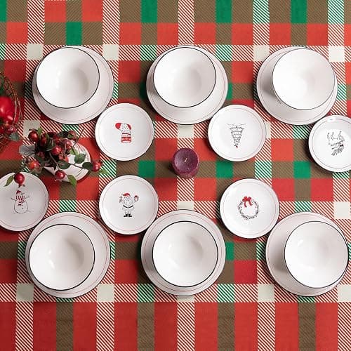 LEHAHA Ceramic Christmas Plates, 6 inch Porcelain Holiday Round Appetizer Plates, Set of 6 Plates for Kitchen, Great for Dessert,Appetizer,Cake. Dishwasher and Microwave Safe thumbnail 7