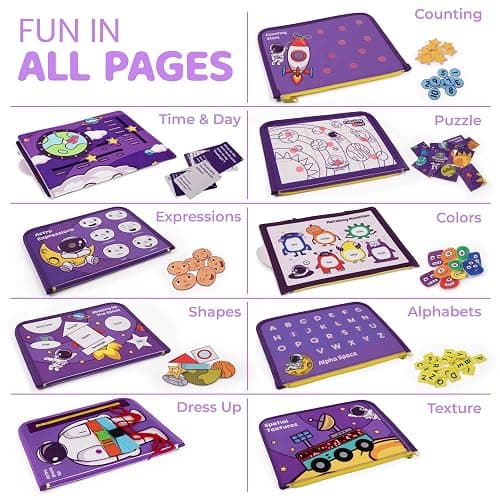 Busy Board for Toddlers 2–4 | Montessori Busy Book for Ages 3–5 | Alphabet, Numbers, Colors & Time Learning Toy | Educational Gift for Boys & Girls - Ideal Stocking Stuffer & Secret Santa Gift thumbnail 2