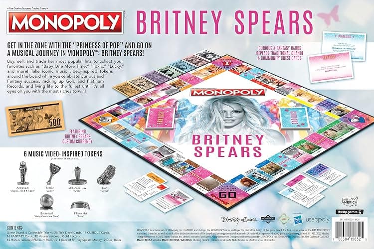 Monopoly: Britney Spears Board Game, Collector’s Edition Celebrating Music Pop Icon, Officially Licensed Britney Spears Merchandise thumbnail 2