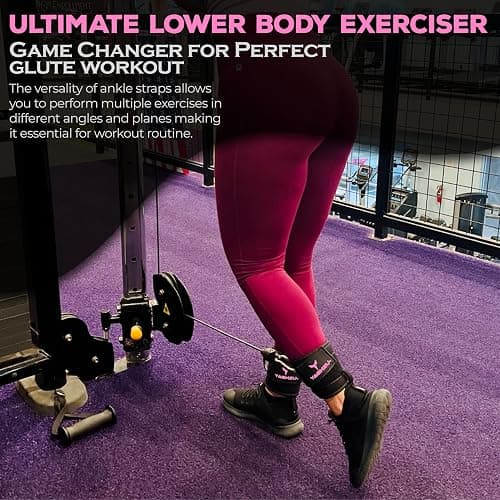 YAGHZU Ankle Straps for Cable Machines Women - Adjustable Gym Ankle Strap for Cable Machine, Neoprene Padded Cable Straps, Durable Leg Strap with Cable Cuff, Glute Kickback Ankle Strap with D Rings thumbnail 8