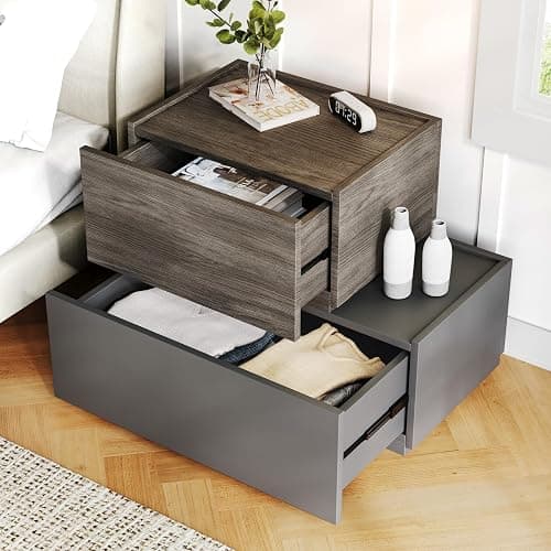 Svimi Modular Stackable Drawers, Modern Nightstand Modular Storage Bins - Storage Cabinet, Bedside Table, Sofa End Table for Living Room Hallway Entryway White Small Set 1 thumbnail 6