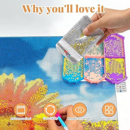 Plus tard 200-Pack Reusable Clear Bead Storage Bags for Diamond Art | Ziplock Closure Keeps Rhinestones, Sequins and Jewelry Findings Visible, Sorted and Easy to Carry thumbnail 5