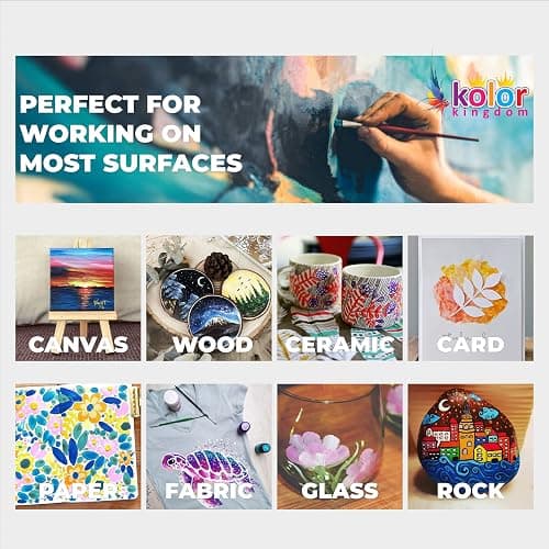 KOLOR KINGDOM Acrylic Paint Set 24 Colours Canvas Paints Kit with 3 Paint Brushes for Crafts,Kids Paints, Paper, Rock Painting, Wood,Ceramic & Fabric Vibrant Colors (24 X 12ML) thumbnail 5