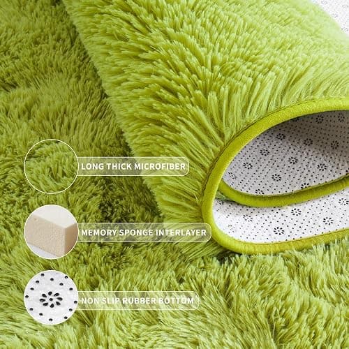 Tepook Super Soft Fluffy Rug for Bedroom, Modern Shaggy Fuzzy Kids Rugs for Living Room, Plush Indoor Nursery Home Decor Dorm Carpet with Non-Slip Bottom, Grass Green, 4 X 6 Feet thumbnail 5