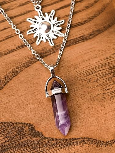 Sacina Gothic Layered Crystal Sun and Moon Necklace, Moon and Sun Pendant, Gothic Goth Emo Grunge Necklace, Goth Jewelry, Halloween Christmas Jewelry Gift For Women thumbnail 5