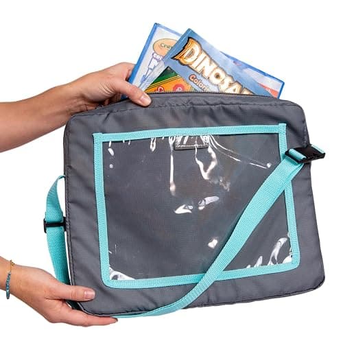 J.L. Childress 3-IN-1 Kids Travel Tray & Tablet Holder - Car Seat Lap Tray Desk for Toddlers, Road Trip Essentials, Car Seat Activity Table, Travel Accessories - Grey/Teal thumbnail 6