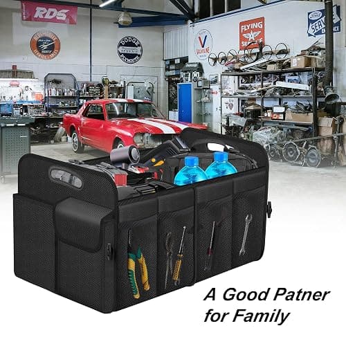 Femuar Car Trunk Organizer, Trunk Storage Organizer with 72L Large Capacity Waterproof Collapsible and 11 Pockets, Trunk Organizer for Suv/Jeep/Sedan, Large Size, Black thumbnail 7