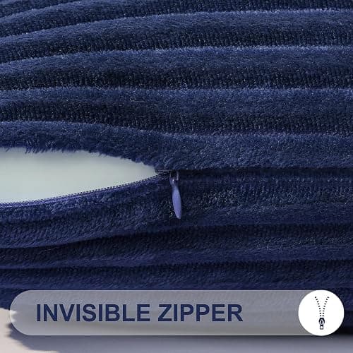 Simmore Decorative Spring Throw Pillow Covers 18x18 Set of 2, Soft Natural Plush Flannel Double-Sided Fluffy Couch Pillow Covers for Sofa Living Room, Navy Blue thumbnail 6