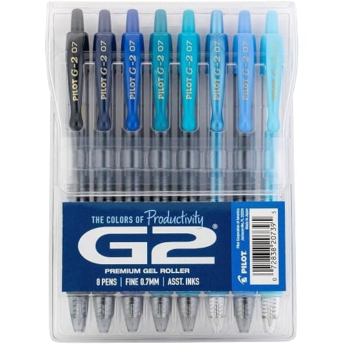 Pilot G2 Premium Gel Roller Pens, G2 Boost Blue Pens Pack, The Colors of Productivity, 8 Pack Pouch, Fine Point 0.7 mm, Assorted - Image 1