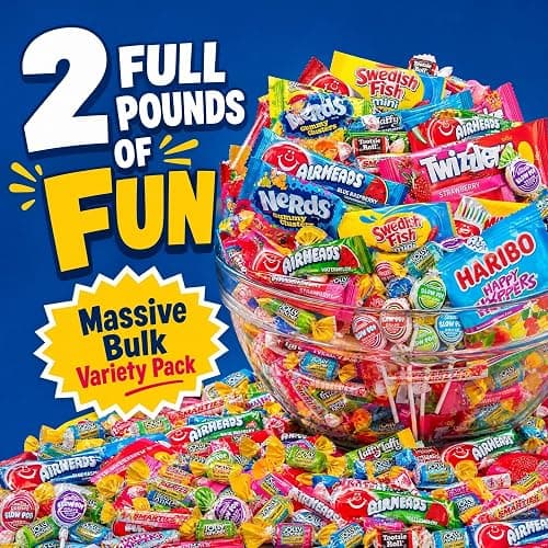 Bulk Candy Variety Pack - 2 lb Candy - CandyBulk Individually Wrapped Candies - Candies - Pinata Filler Stuffers - PinataCandy Stuffers - CandyParty Favors - July 4th thumbnail 2
